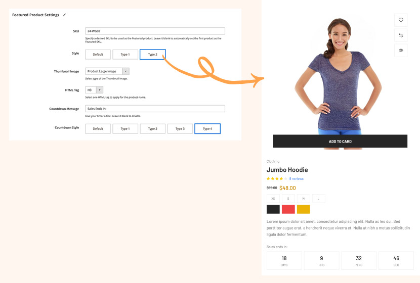 magento page builder featured product thumbnail
