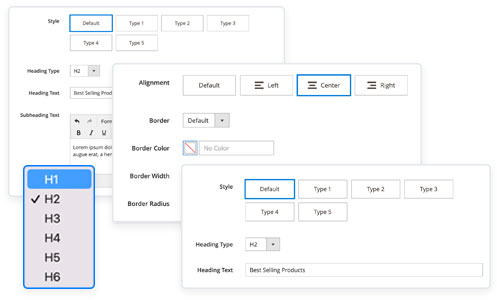 UB Magento page builder heading content type settings