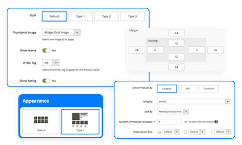 UB Magento page builder product display settings