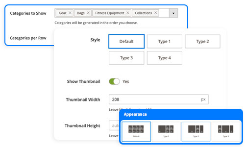 UB Magento page builder categories listing settings