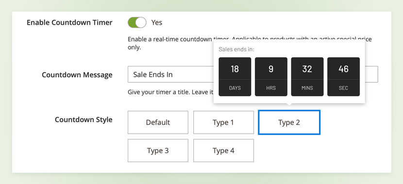 countdown settings