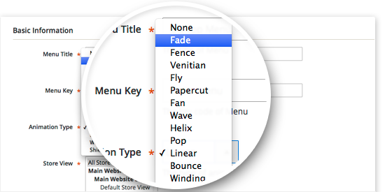 Magento 2 Mega Menu - A wide variety of animation effects