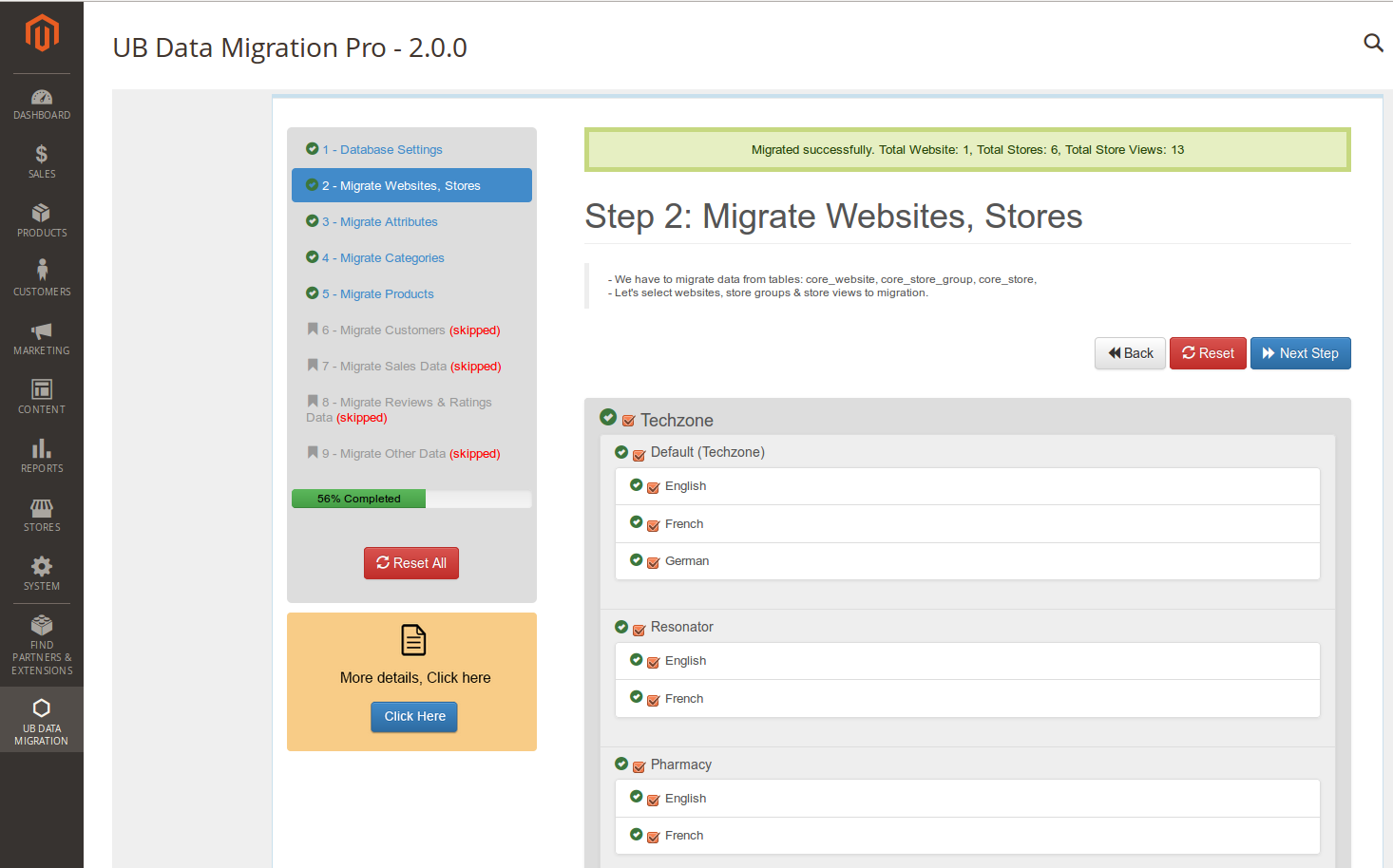 Step 2- Migrate Websites Stores