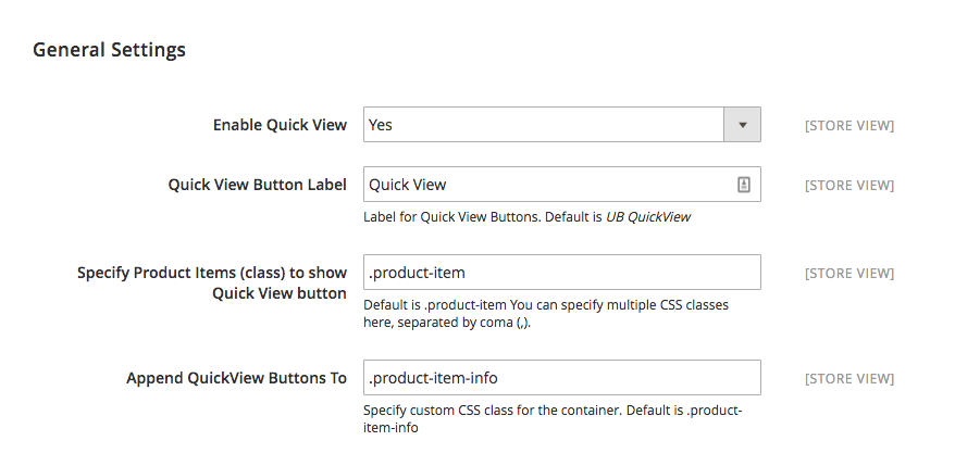 Magento 2 Quick View - Settings