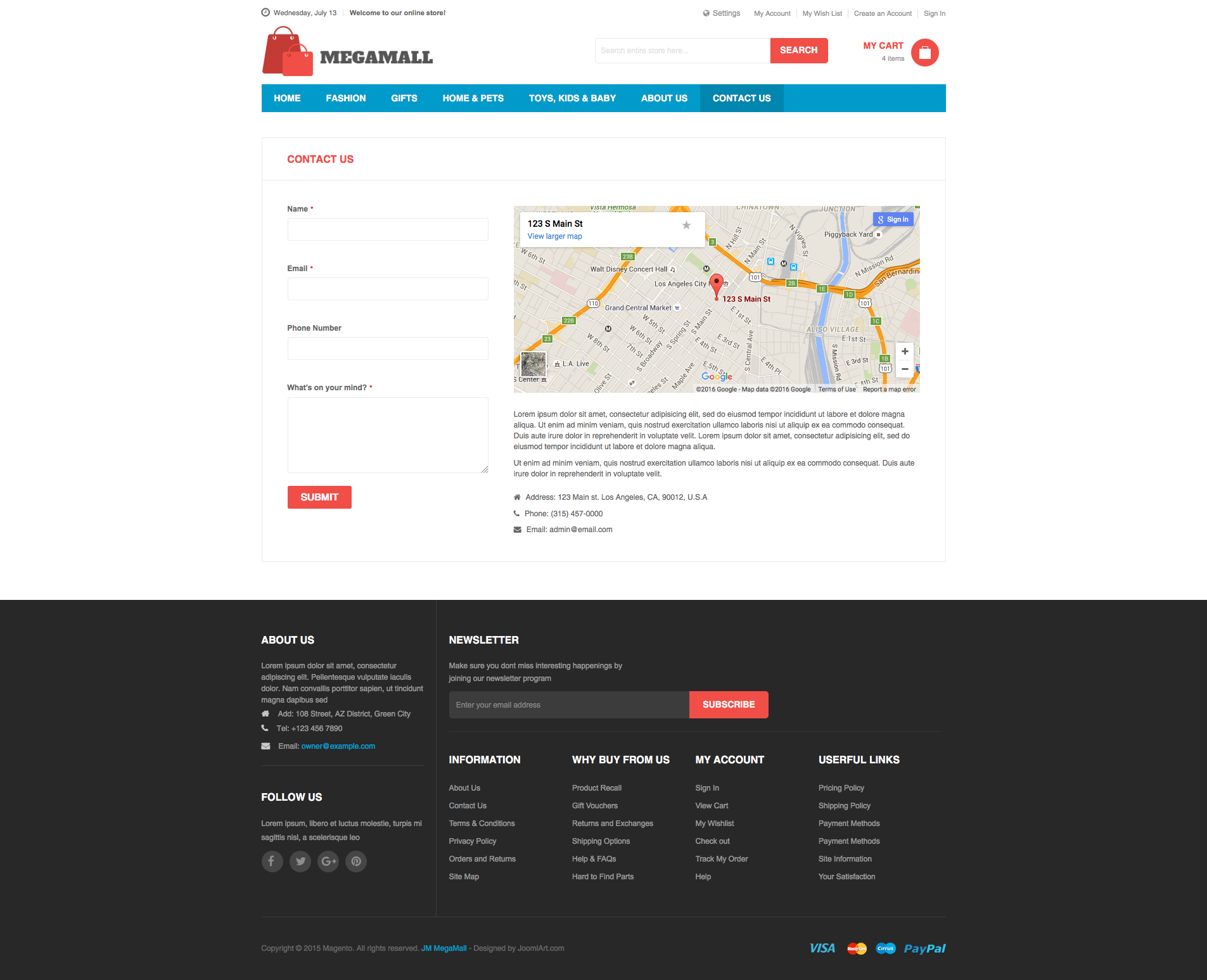 Magento 2 theme - UB MegaMall Contact Us page