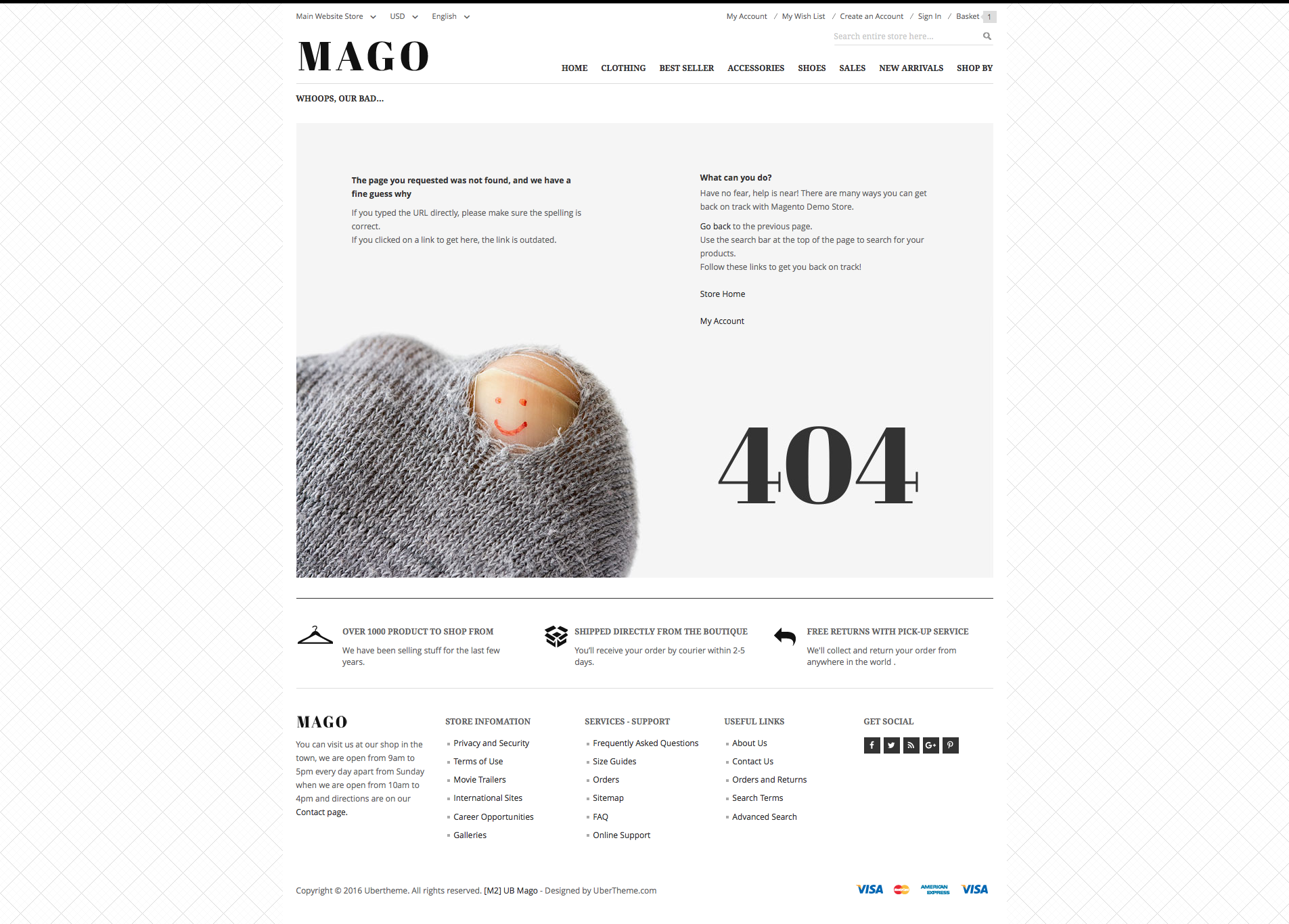 Magento 2 theme - UB Mago 404 page