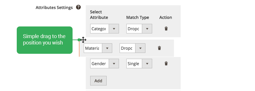 magento 2 layered navigation - drag and drop attribute