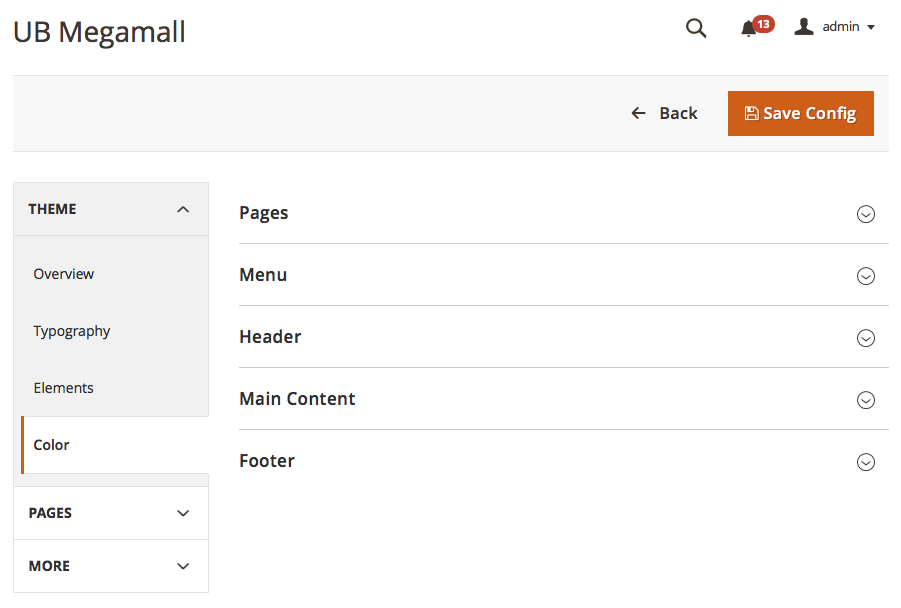 Magento 2 theme customization - UB Theme Helper Color Settings