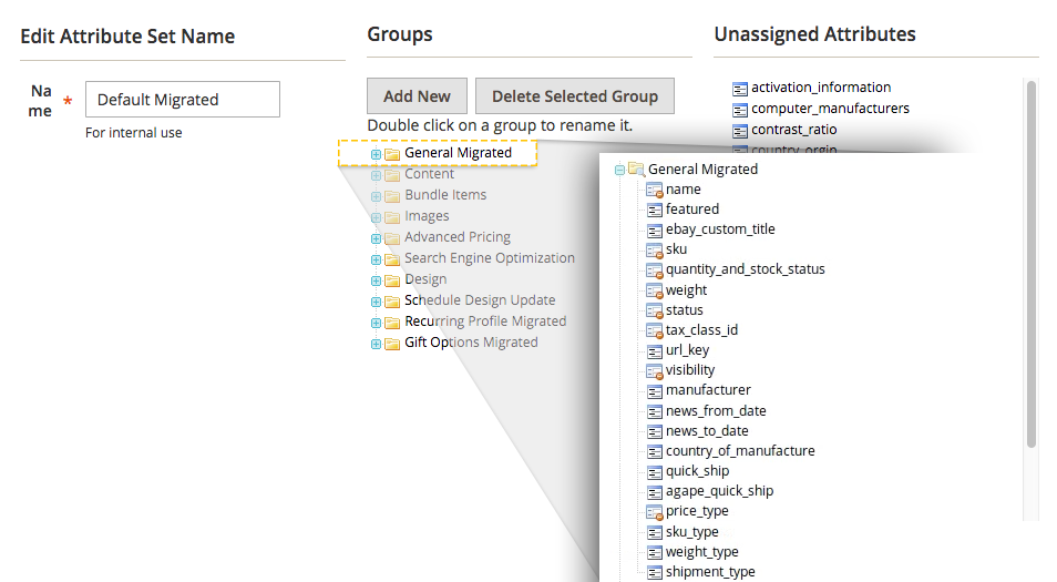 Restructure product attribute set