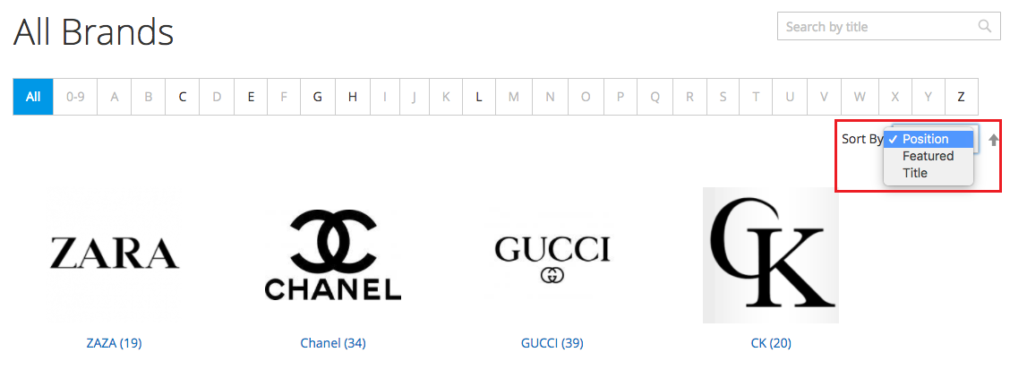 magento 2 layered navigation - brandsorting