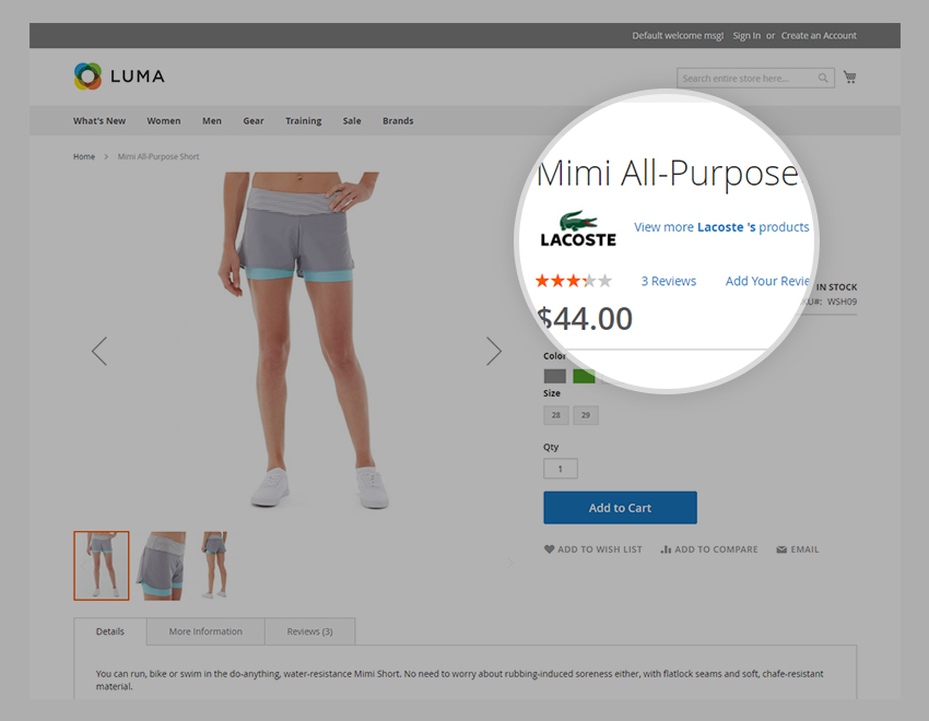 Cross-sell link to promote Brand collection
