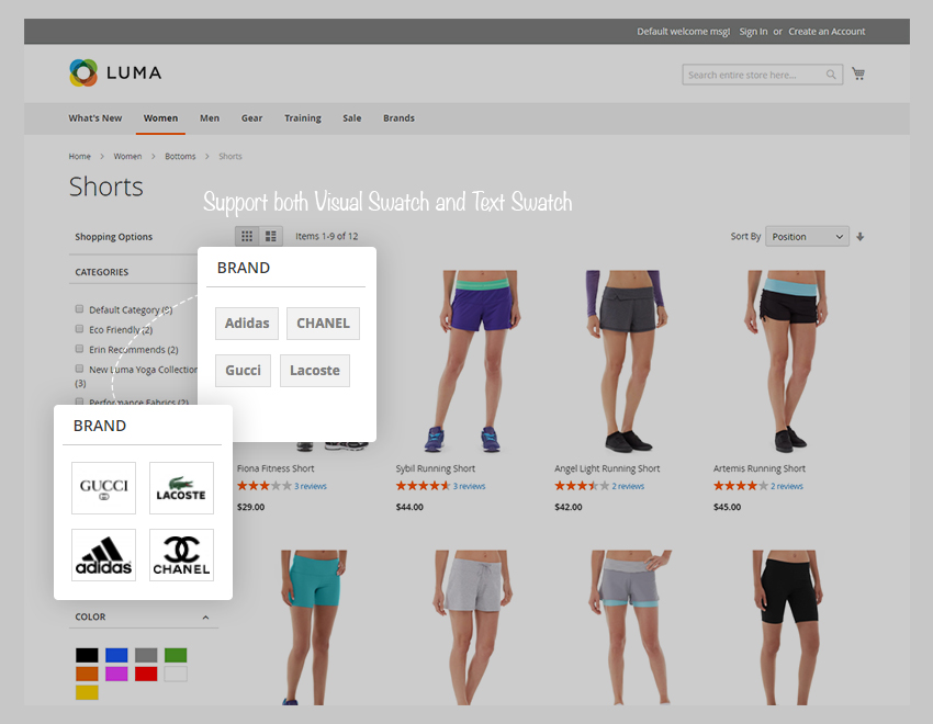 The combination of the layered navigation and Shop by Brand