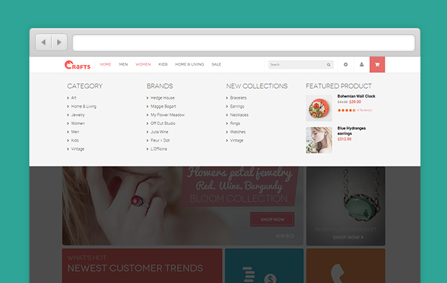 Crafts Magento menu