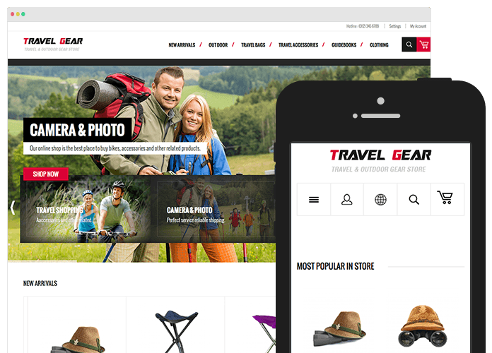 TravelGear menu for Magento store