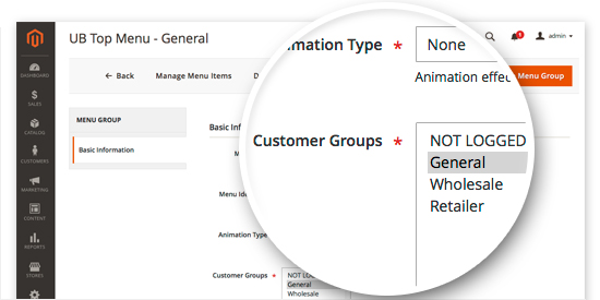 Magento 2 Mega Menu - Assign menu groups by Customer Groups