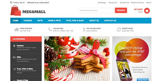 Responsive Magento theme Megamall feature