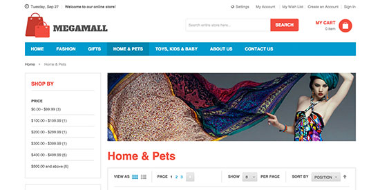 Responsive Magento theme Megamall feature