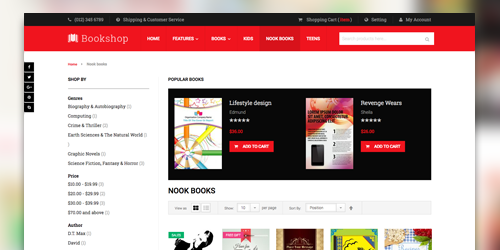 Responsive Magento theme UB Bookshop feature