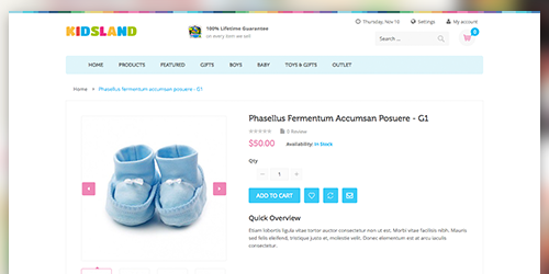 Responsive Magento theme UB Kidsland feature