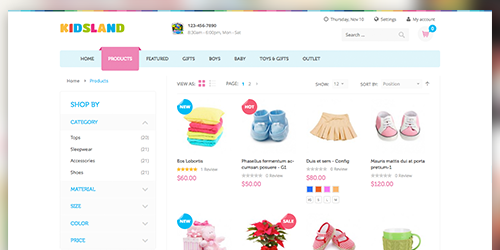 Responsive Magento theme UB Kidsland feature