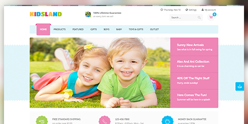 Responsive Magento theme UB Kidsland feature