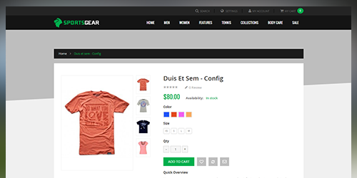 Responsive Magento theme UB SportsGear feature