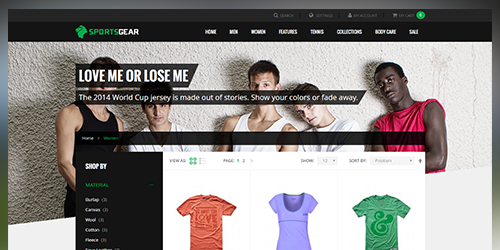 Responsive Magento theme UB SportsGear feature