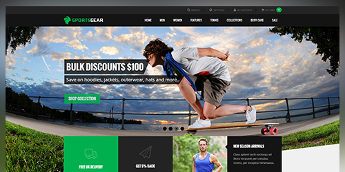 Responsive Magento theme UB SportsGear feature