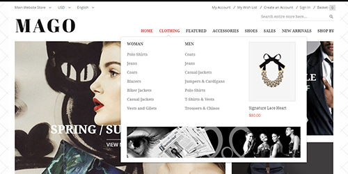 Responsive Magento theme UB Mago feature