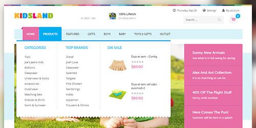 Responsive Magento theme UB Kidsland feature