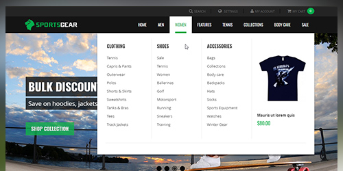 Responsive Magento theme UB SportsGear feature