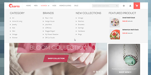 Responsive Magento theme Crafts 2.0 feature