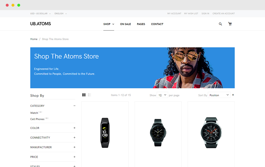 UB Atoms - Magento 2 theme - Category Page