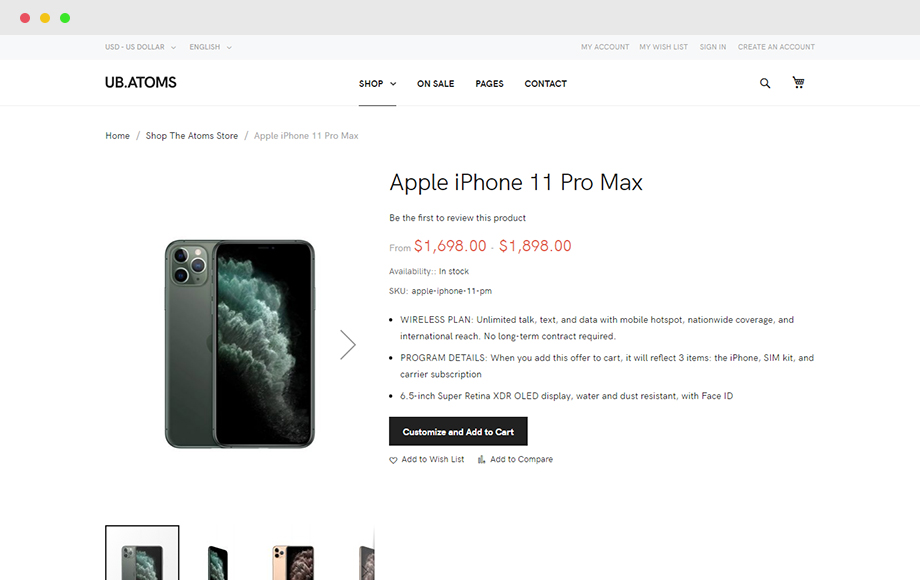UB Atoms - Magento 2 theme - Product Page